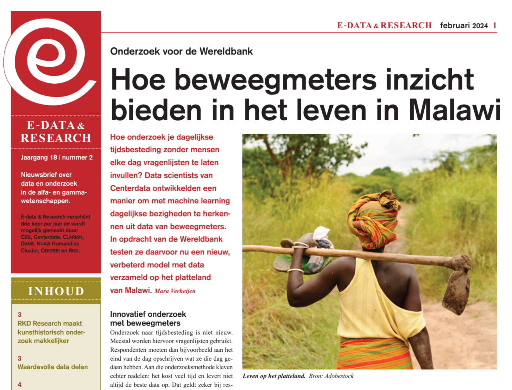 Titelpagina van E-data & Research met hoofdartikel: Hoe beweegmeters inzicht bieden in het leven in Malawi